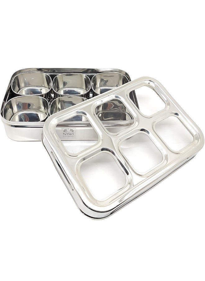 Nyra Kitchenware Stainless Steel 6 Compartment Dry Fruit Spice Box - Image 5